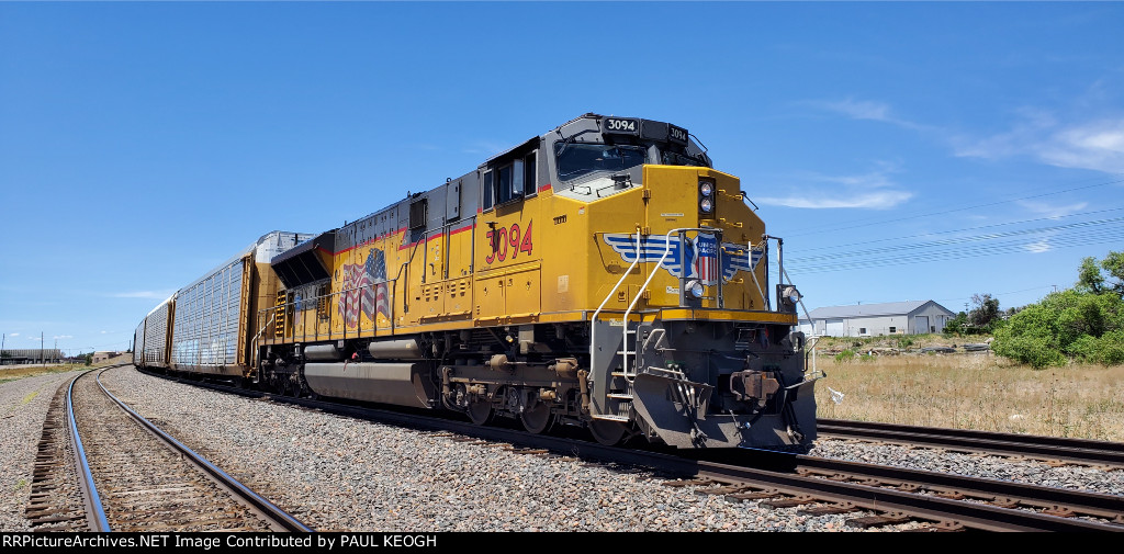 UP 3094 All Stopped on the East End of The UP Cheyenne Yard by the Refinery. 